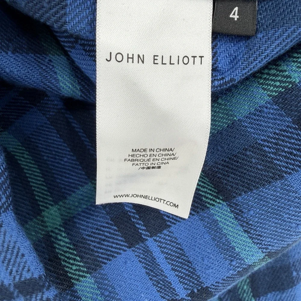 John Elliott Sly Straight Hem Long Sleeve Button Down Coronado Check size 4 XL